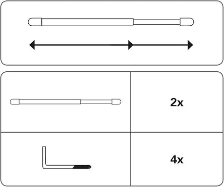 Gardinia Curtain Rod Metal Adhesive Hooks 100-160 cm - Silver Matt