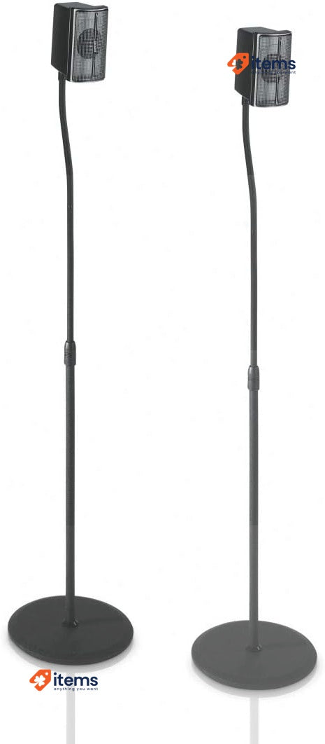 Hama Speaker Stands x2, adjustable height up to 123 cm, black, Surround Sound
