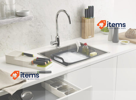 Joseph Joseph Wash&Drain Dishwashing Basin, Dishwashing Bucket 9 litres Grey