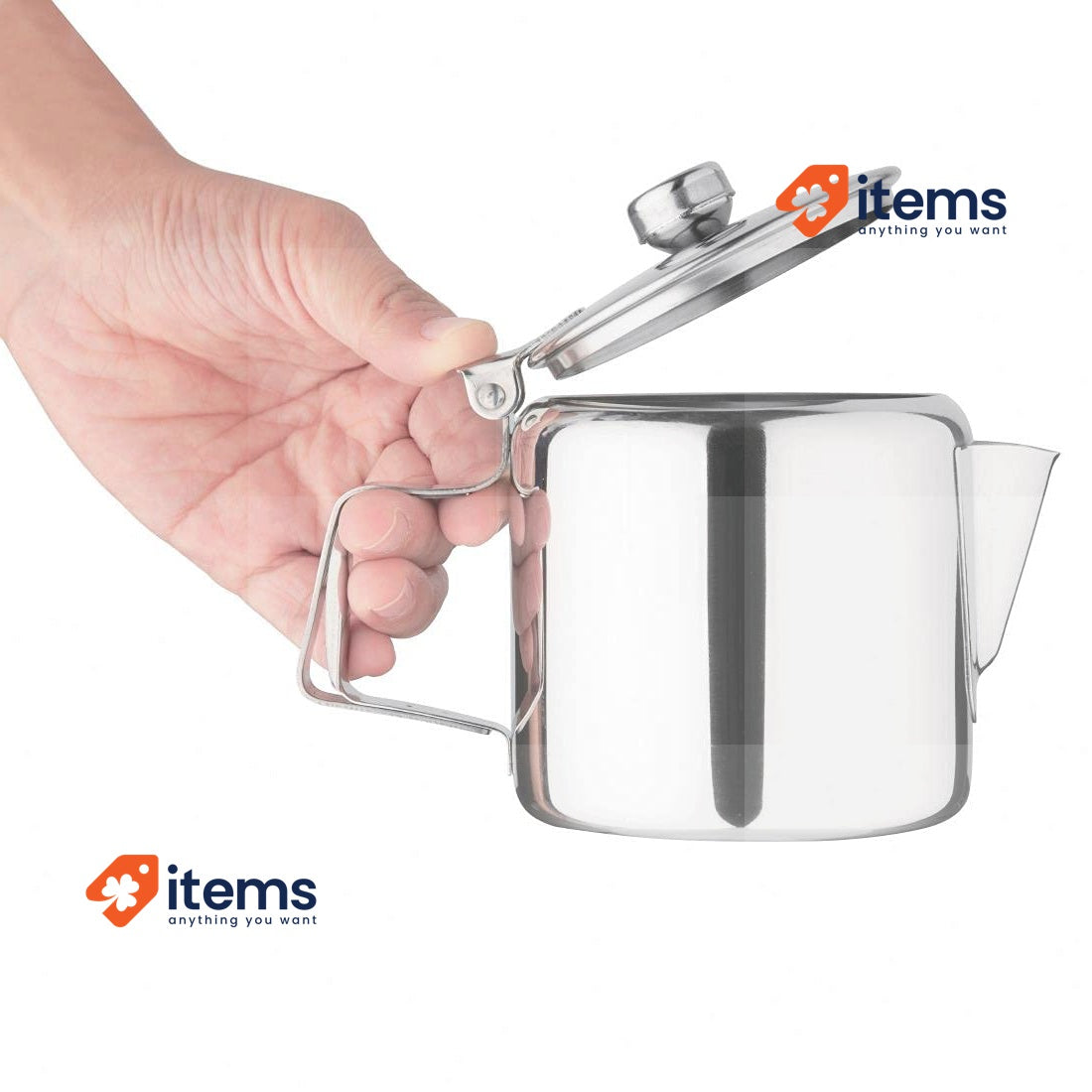 Olympia K677 Concorde Tea Pot Stainless Steel 410ml | 14oz, Silver , Pack of 1