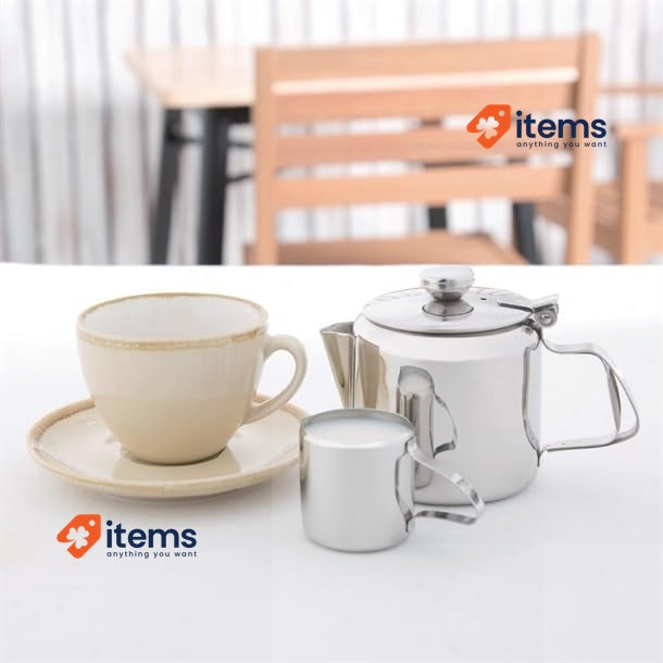 Olympia K677 Concorde Tea Pot Stainless Steel 410ml | 14oz, Silver , Pack of 1
