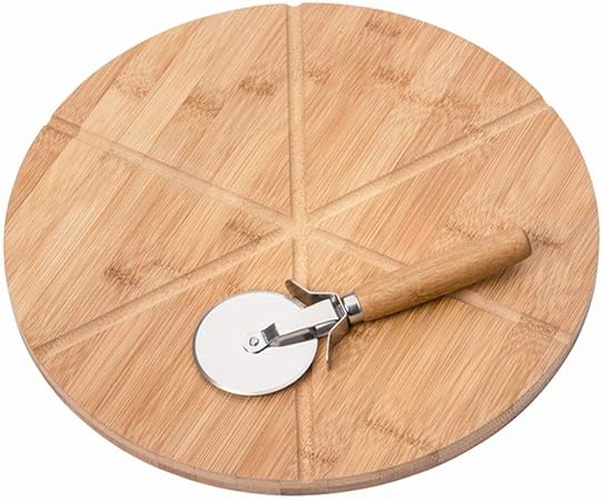 Kesper 58462 Pizza Plate with Pizza Slicer FSC Certified Bamboo Diameter 32 cm