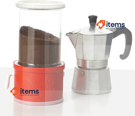 Lavatelli Pronto Caffè Dispenser for Ground Coffee, Red, Fits 250g Bag