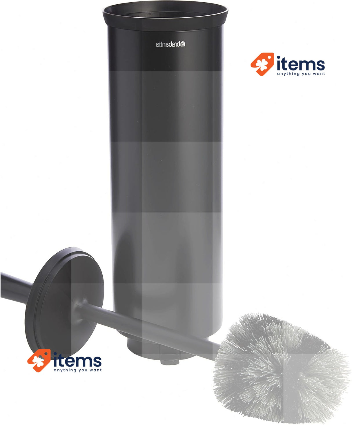 Brabantia Toilet Brush and Holder Black Easy to Mount with Support Bracket