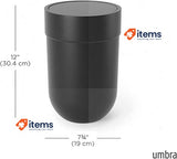 Umbra Touch Waste Can Small 1.6 Gallon Swing Lid Soft Touch, Black Trash Basket