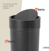 Umbra Touch Waste Can Small 1.6 Gallon Swing Lid Soft Touch, Black Trash Basket