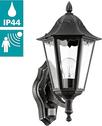 EGLO Navedo 1-bulb Outdoor Wall Lamp 6 Panel Lantern incl. Motion Detector