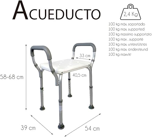 Mobiclinic Height-Adjustable Bath Stool White