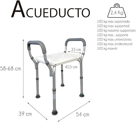 Mobiclinic Height-Adjustable Bath Stool White