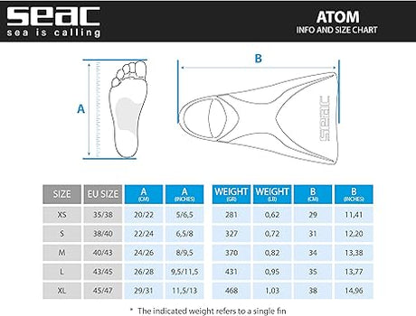 SEAC Atom Fins Swimming for Training in the Pool and in the Sea Black Small