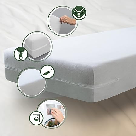 SAVEL - Mattress Encasement (105x190/200 cm) Silk Touch Zipped Mattress White