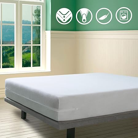 SAVEL - Mattress Encasement (105x190/200 cm) Silk Touch Zipped Mattress White