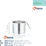 Kela Milk pan Cailin 14cm of Stainless Steel, Silver Shiny, 14 x 14 x 12 cm