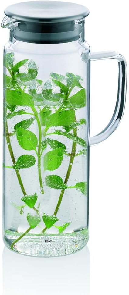 Kela Juice Pitcher 23x95cm of Glass/Stainless Steel Transparent/White/Silver