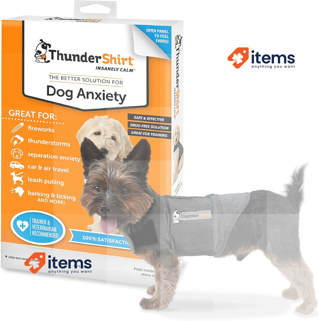 ThunderShirt for Dogs Calming Jacket for Dogs Puppy Coats for Small Dogs XS Grey