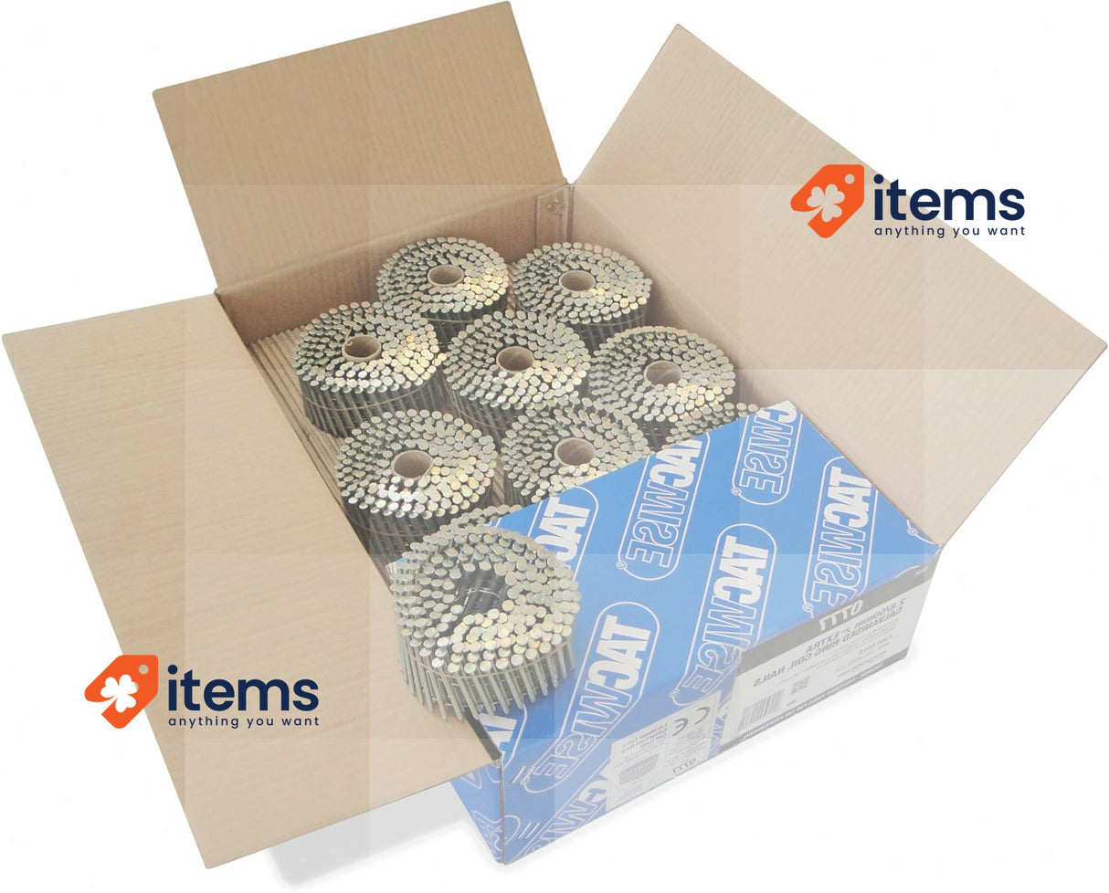 Tacwise 0777 Extra Galvanised Flat Top Coil Nails Wire Collated, Pack of 4000