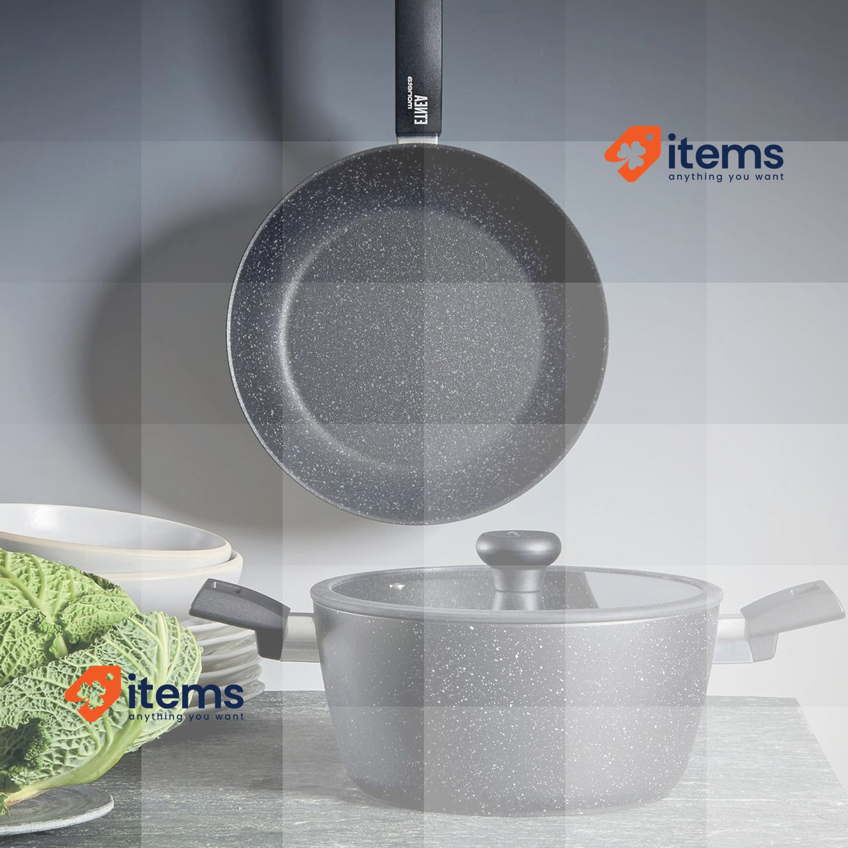 Moneta Etnea Sauce Pan with 2 Handles, Stone Surface Non-Stick, 24 cm