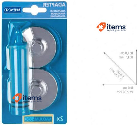 WENKO Vacuum - Loc® Adapter Set Of 2 Mounting No Drilling Including Pump 6 cm