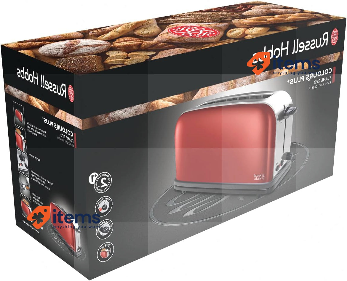 Russell Hobbs Toaster Colorous Plus Flame red long 2 Slot 1000W