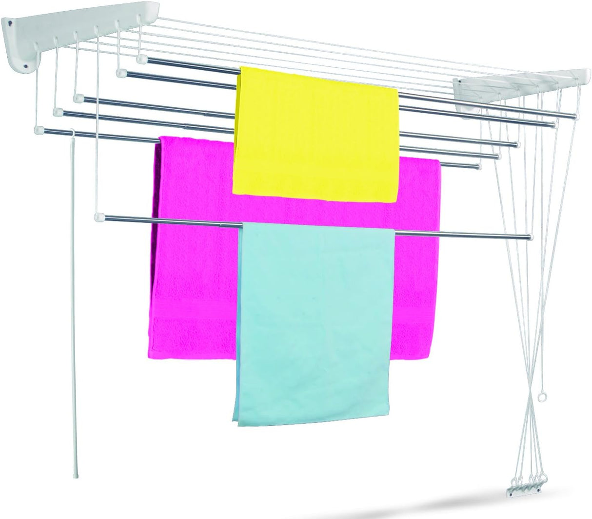 Casabriko Bianco Clothes Airer for Wall and Ceiling 95-165 x 41 x 135 cm