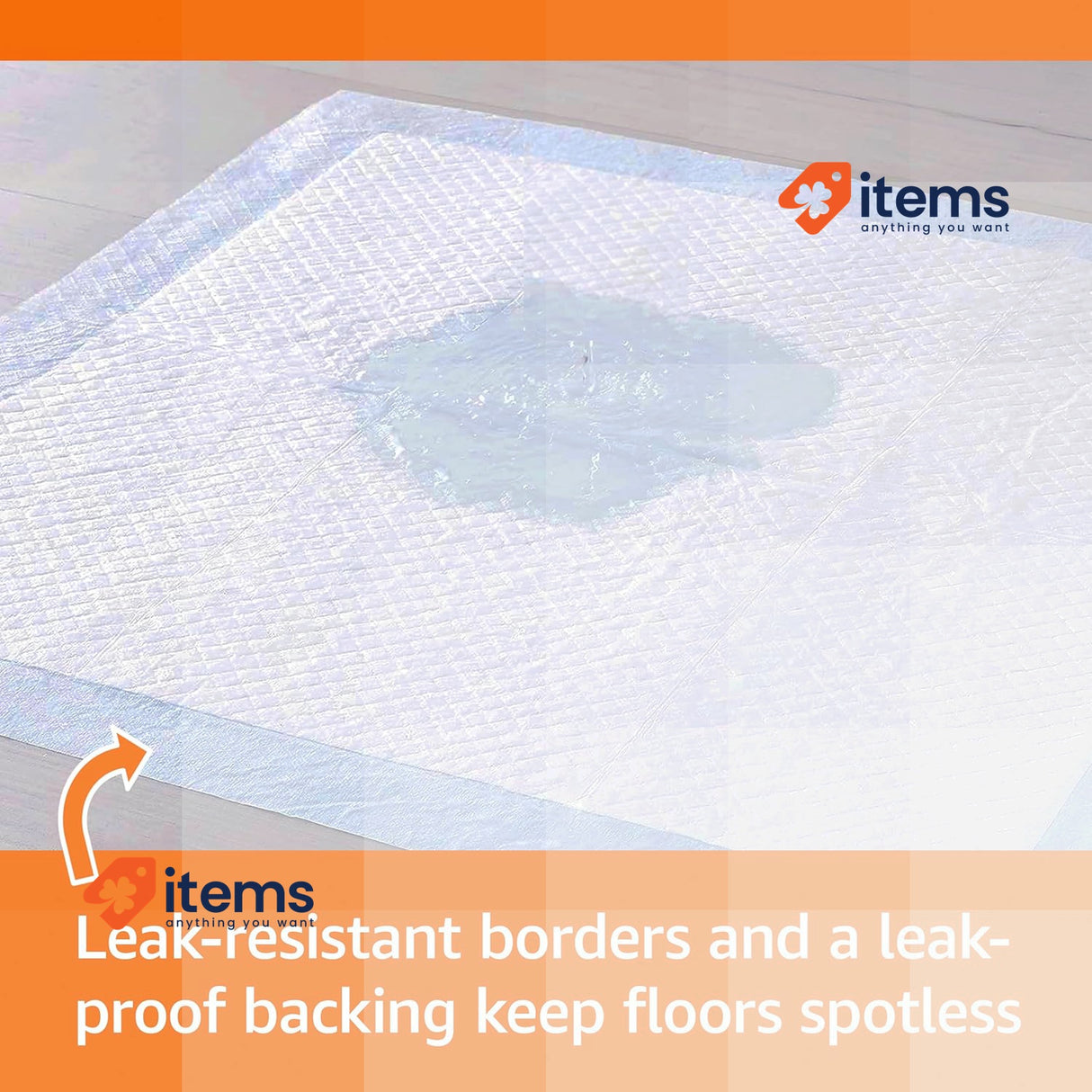 Amazon Basics Dog and Puppy Training Pads, Leak-Proof Design Regular Size x50