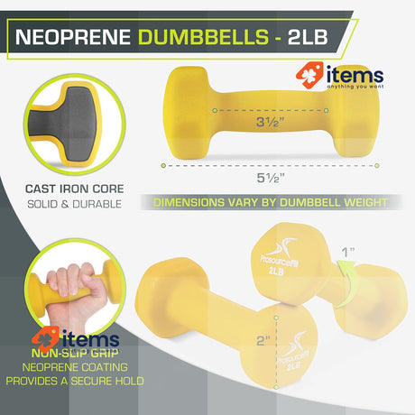 Prosourcefit Unisex's Neoprene Dumbbell Yellow One Size Coated Non - Slip Grip