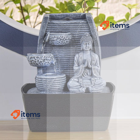 Indoor Fountain Feng Shui Wisdom Grey LED Lighting Cm Outdoor Fountains 24 cm