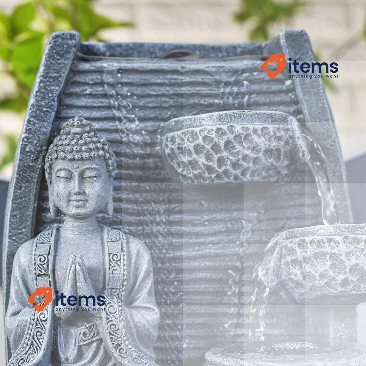 Indoor Fountain Feng Shui Wisdom Grey LED Lighting Cm Outdoor Fountains 24 cm