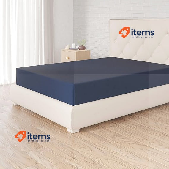 Amazon Basics Soft Fitted Sheet Deep Pocket 12 inch 60 x 200 x 30 cm Navy Blue