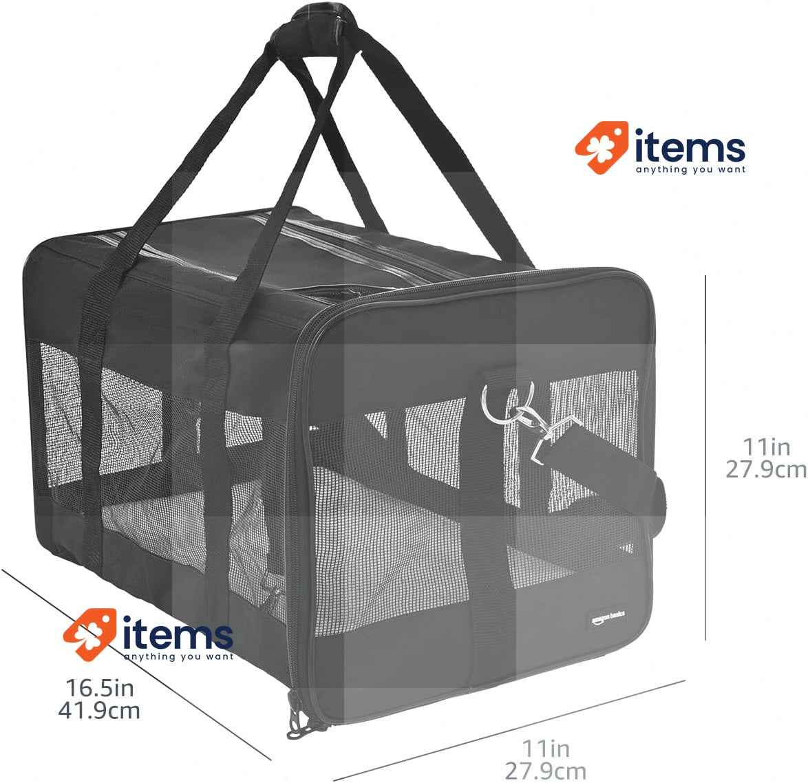 Amazon Basics Dog and Cat Soft Sided Pet Travel Carrier Black Medium 42 cm 27 cm