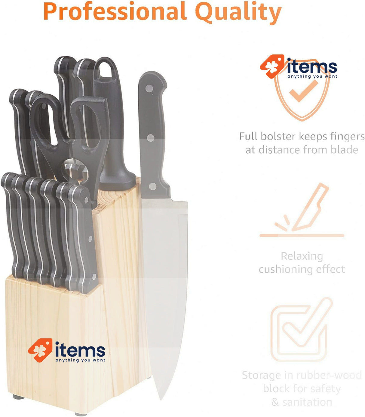 Amazon Basics Knife Set Black 14 Pieces 14-Piece Block <p>, Superior