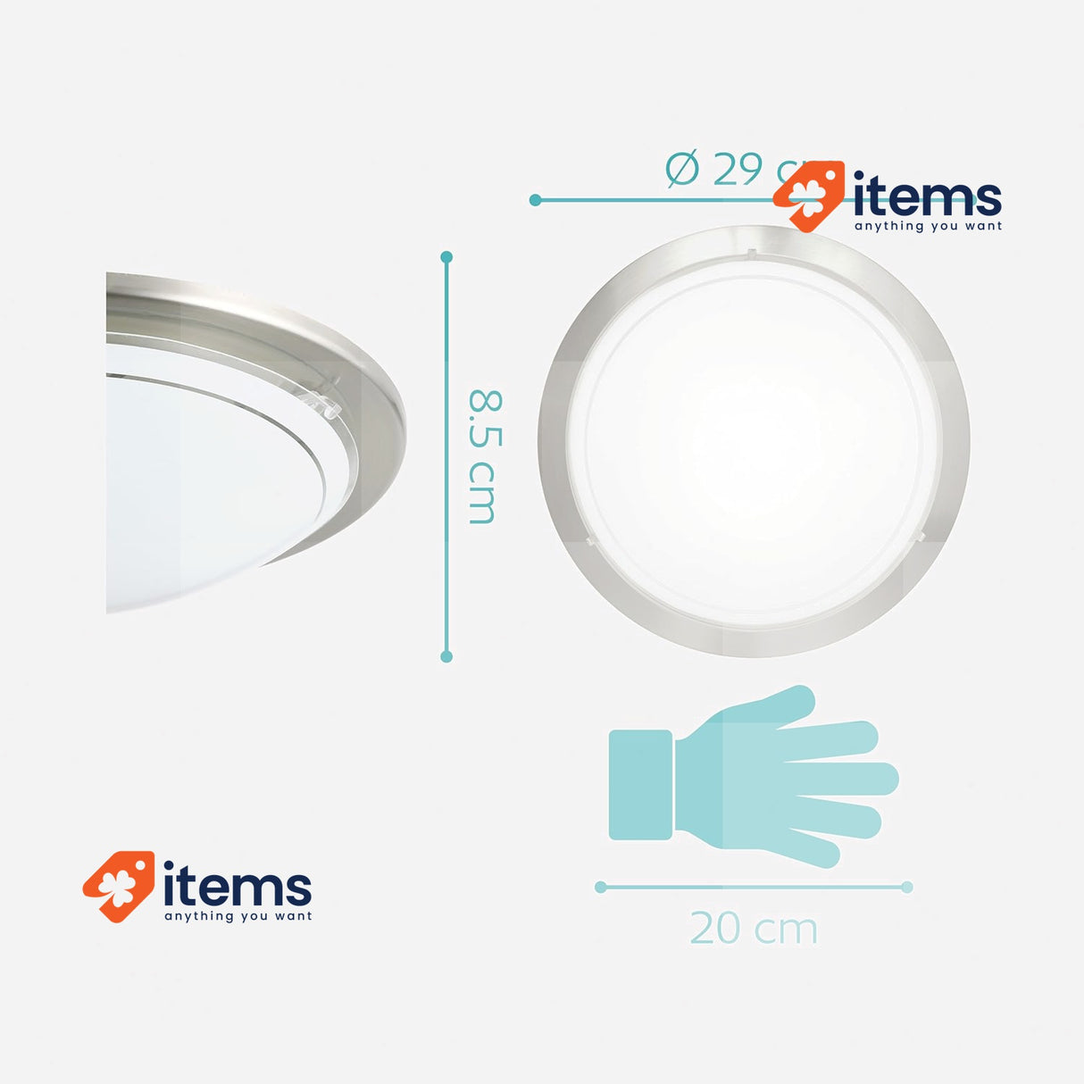 Eglo 83162 E27 25W 220-240 V, Satin Nickel Wall/Ceiling Lamp Planet 1