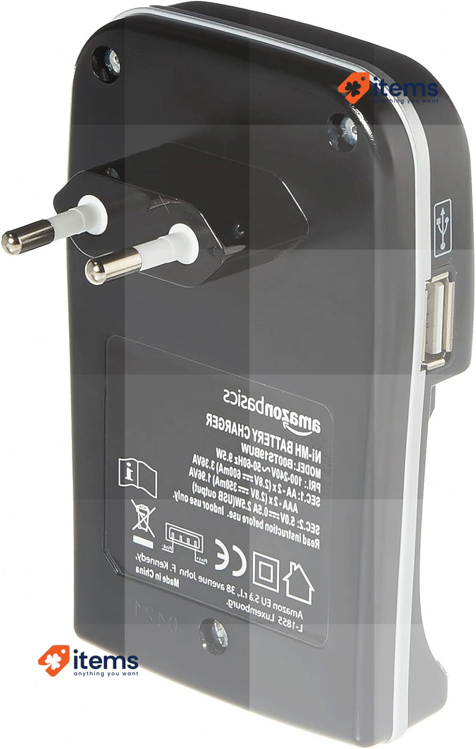 Amazon Basics Battery Charger for NI-MH AA/AAA Batteries and USB Devices Black