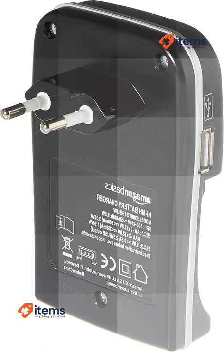 Amazon Basics Battery Charger for NI-MH AA/AAA Batteries and USB Devices Black