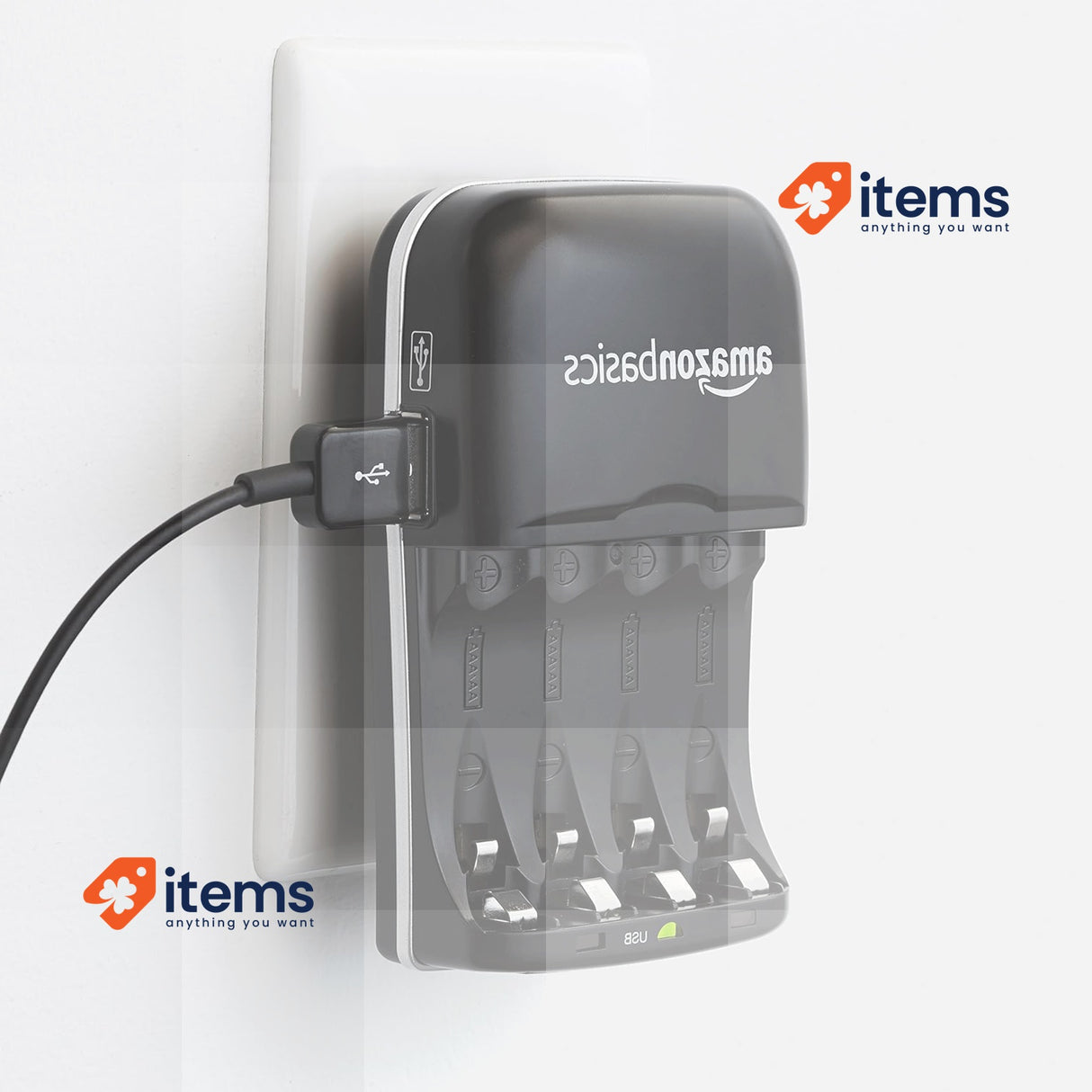 Amazon Basics Battery Charger for NI-MH AA/AAA Batteries and USB Devices Black