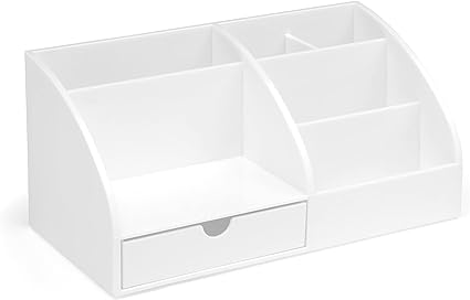 OSCO White High Gloss Desk Organiser | 7 section  Drawer H12 x W25 x D13 cm