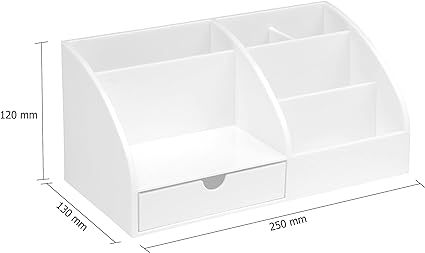 OSCO White High Gloss Desk Organiser | 7 section  Drawer H12 x W25 x D13 cm