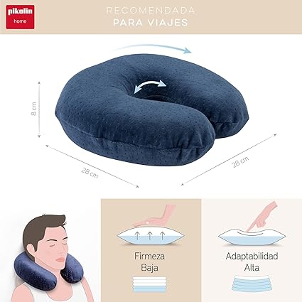 Pikolin home - neck viscoelastic travel pillow, 28 x 28 cm, natural colour