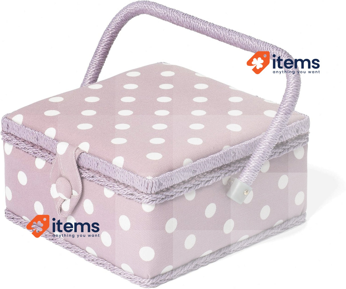 Hobbygift MRSQ Value: Sewing Box (S): Mauve Spot, Cotton Blend 20x20x11 cm