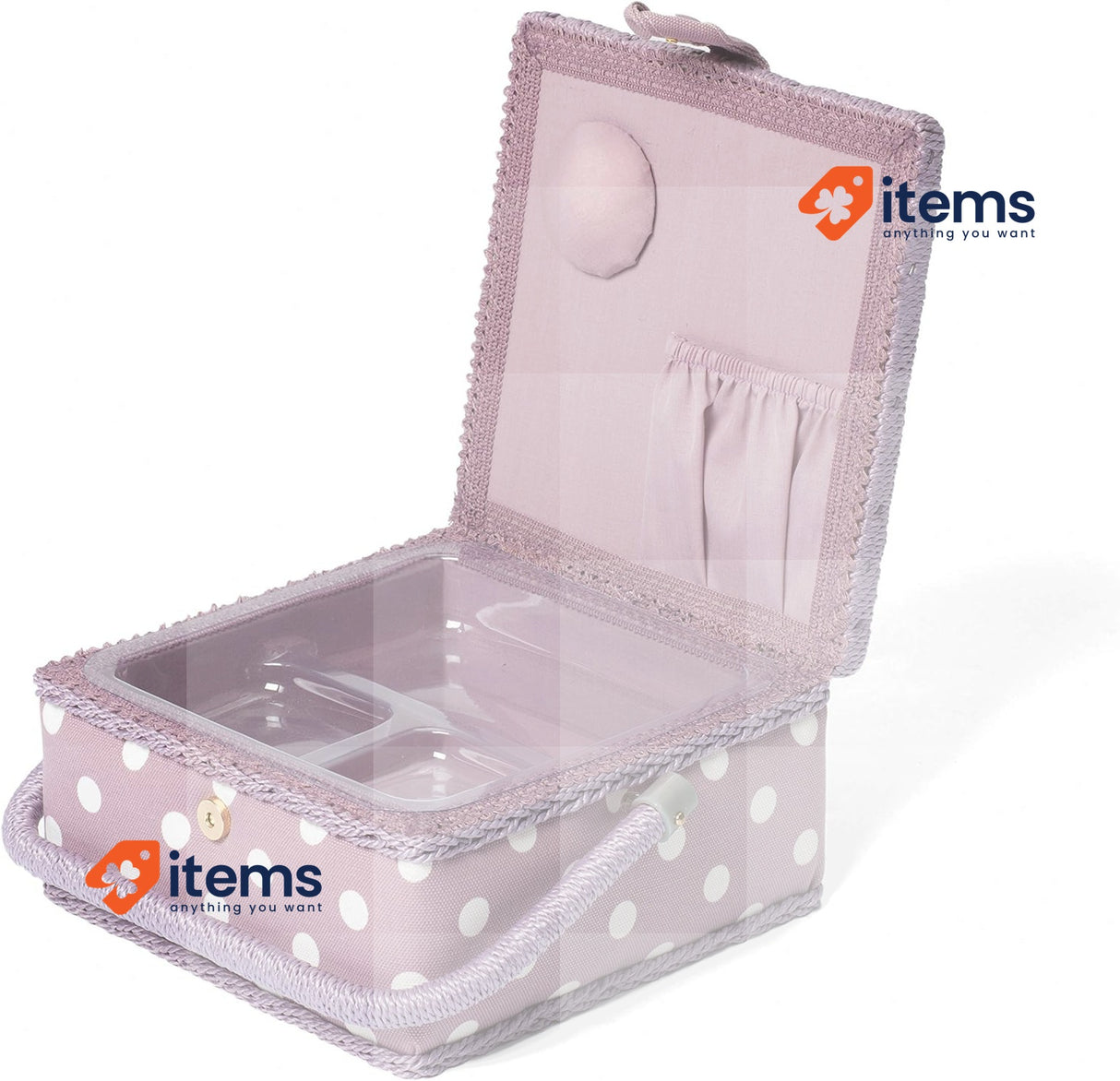 Hobbygift MRSQ Value: Sewing Box (S): Mauve Spot, Cotton Blend 20x20x11 cm