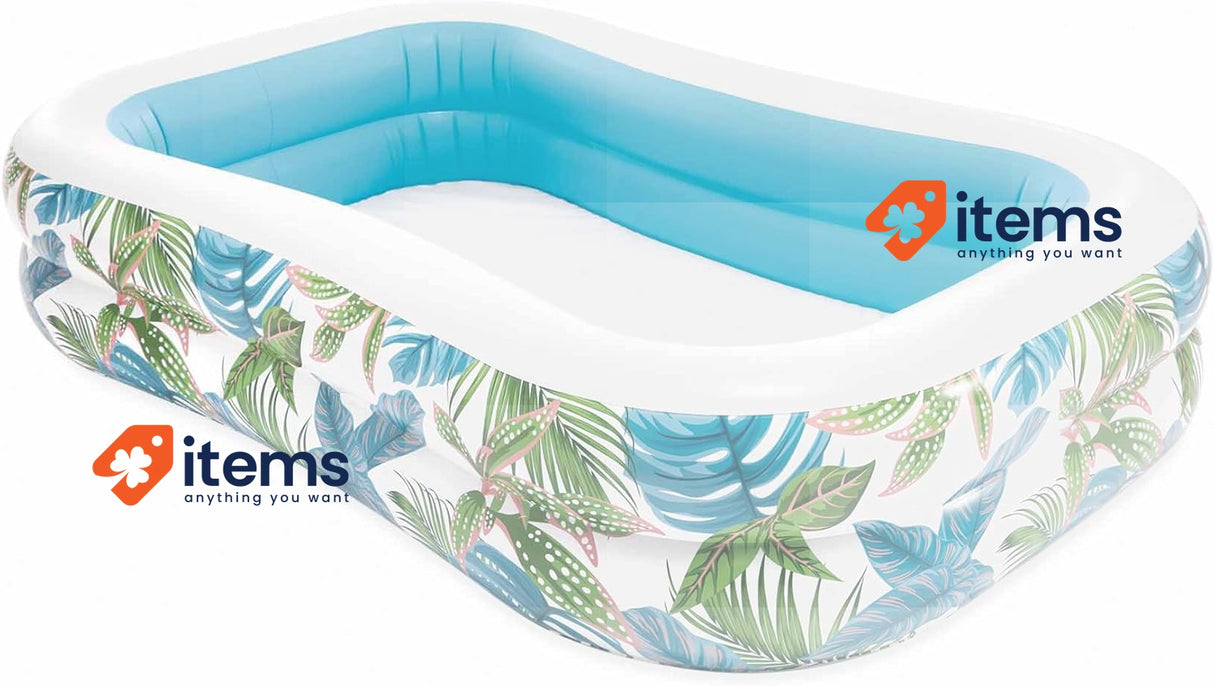 Intex Tropical Inflatable Swimming Pool, 229 x 152 x 48 cm, 600 L, Leaf Pattern