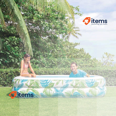 Intex Tropical Inflatable Swimming Pool, 229 x 152 x 48 cm, 600 L, Leaf Pattern