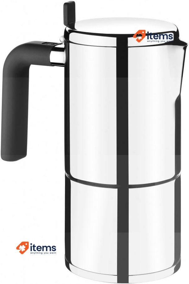 Braisogona A170403 Bali Stainless Steel Coffee Maker, Silver Percolators Moka