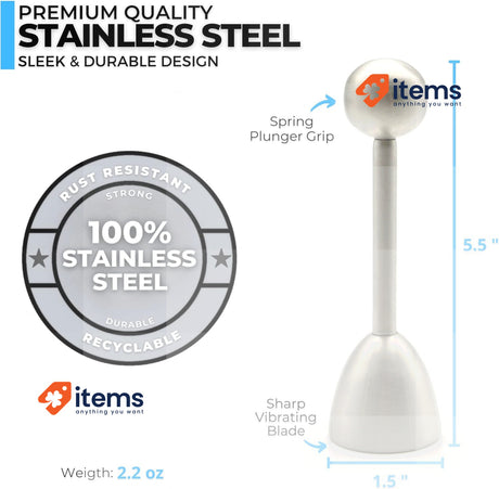 ICO Stainless Steel Egg Topper | Premium Boiled Egg Cutter and Egg Opener