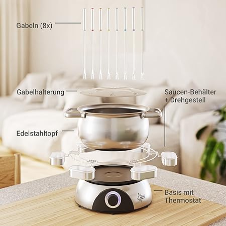 Suntec Wellness Electric Fondue for 8 people Silver