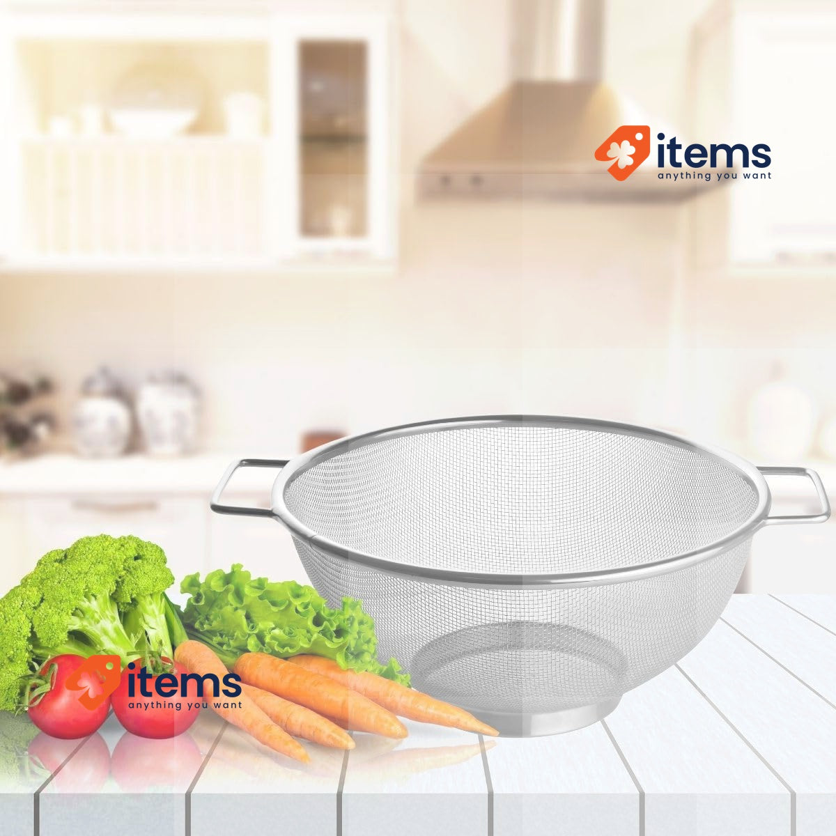 Fackelmann Wire Ø26cm Colander, Stainless Steel, Fine Mesh Sieve Straining Twin