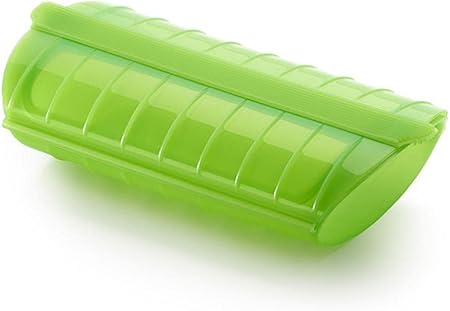 Lékué Steam Case 1-2 pers, Silicone, Green, 12.4 x 24 x 5 cm