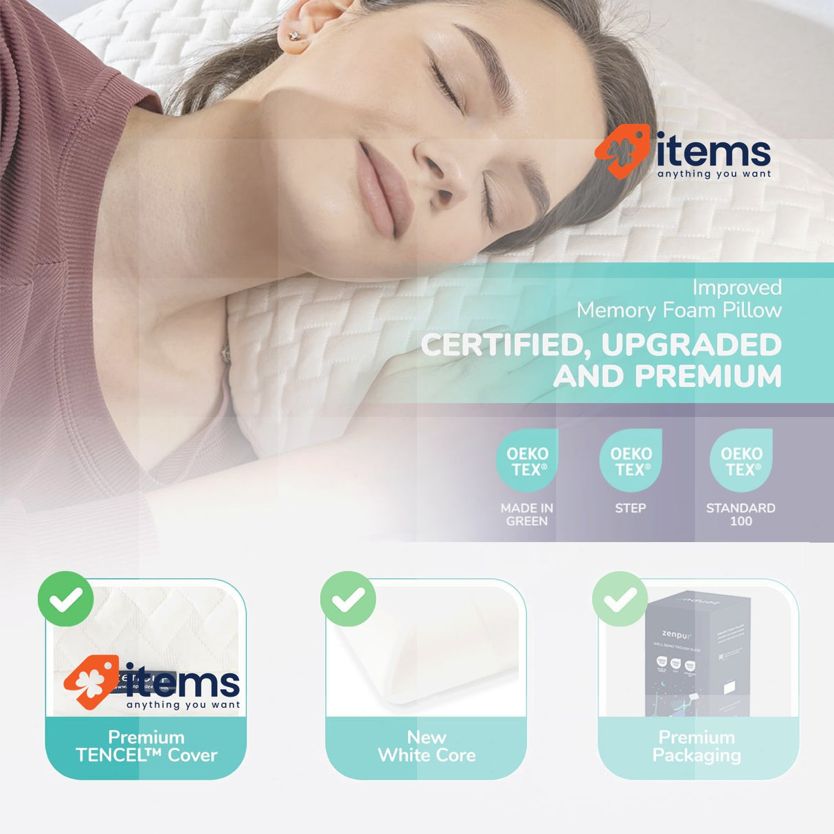 ZenPur - Memory Foam Pillow - Orthopedic Pillow for Neck Support