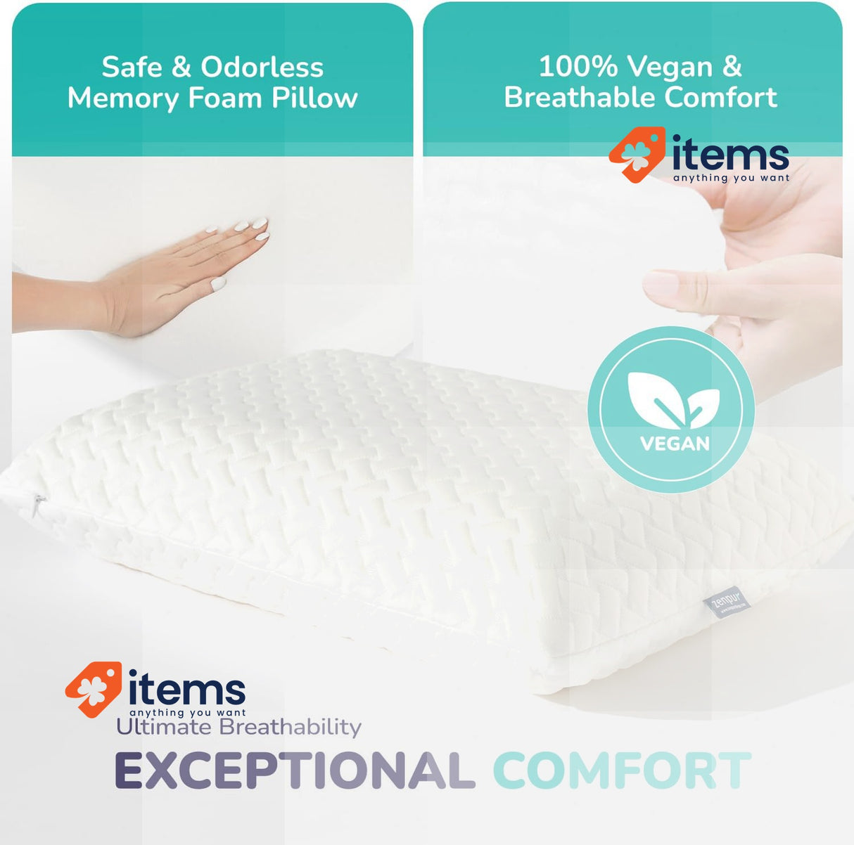 ZenPur - Memory Foam Pillow - Orthopedic Pillow for Neck Support