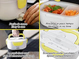 BEPER 90.920G Portable Electric Food Warmer, 2 Removable Containers Yellow